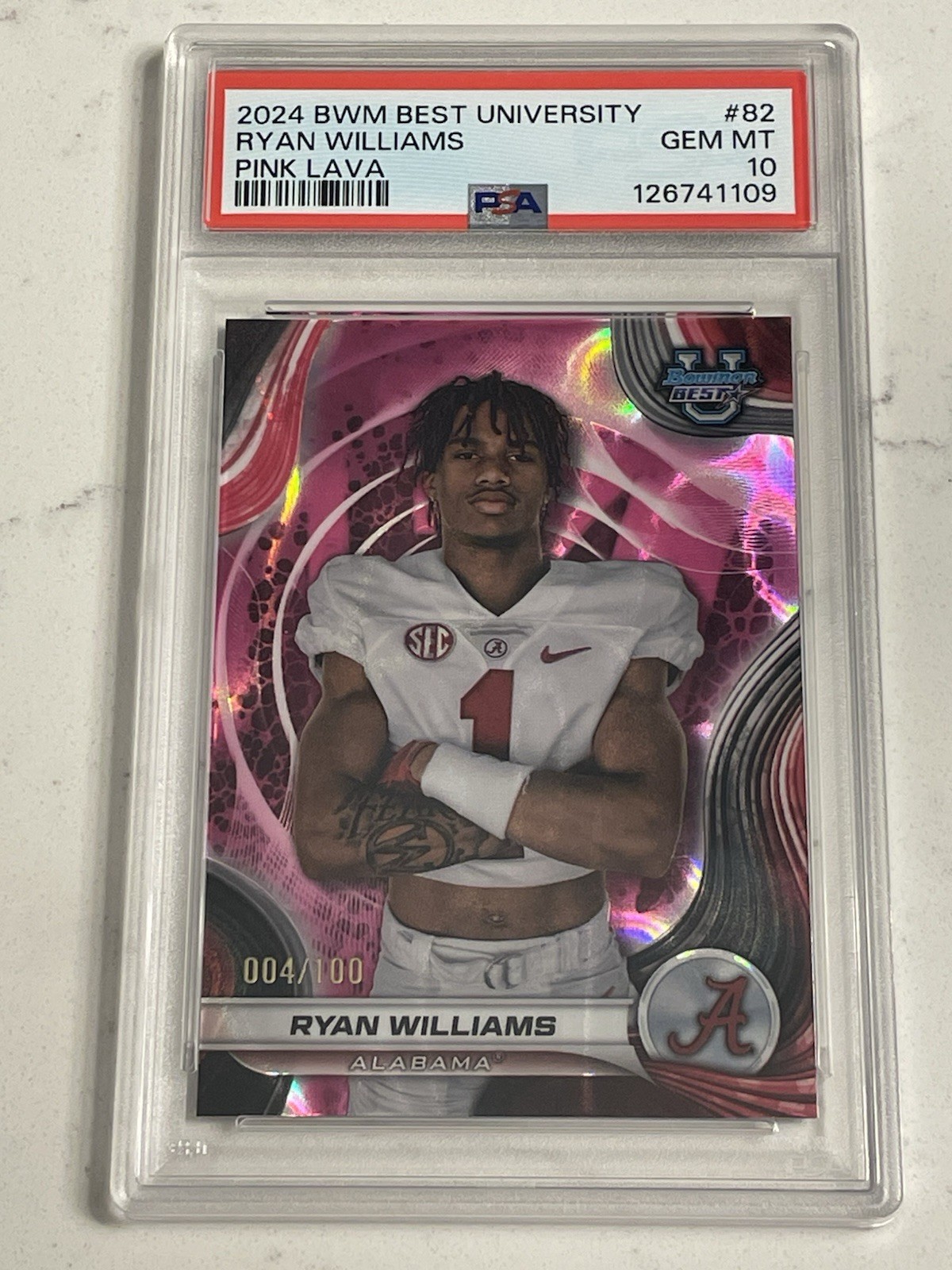 2024 Bowman Best U Ryan Williams Pink Lava Refractor PSA 10 GEM SP /100 LOW POP