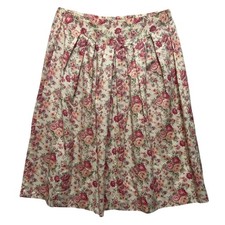 Vintage 80s Fritzi California Yoke Skirt A Line Size Medium Linen Look Floral