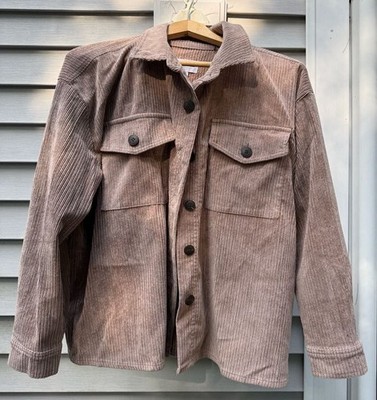Ci Sono Corduroy Shacket Shirt Jacket Womens S Sherpa Lined Oversized Soft Taupe