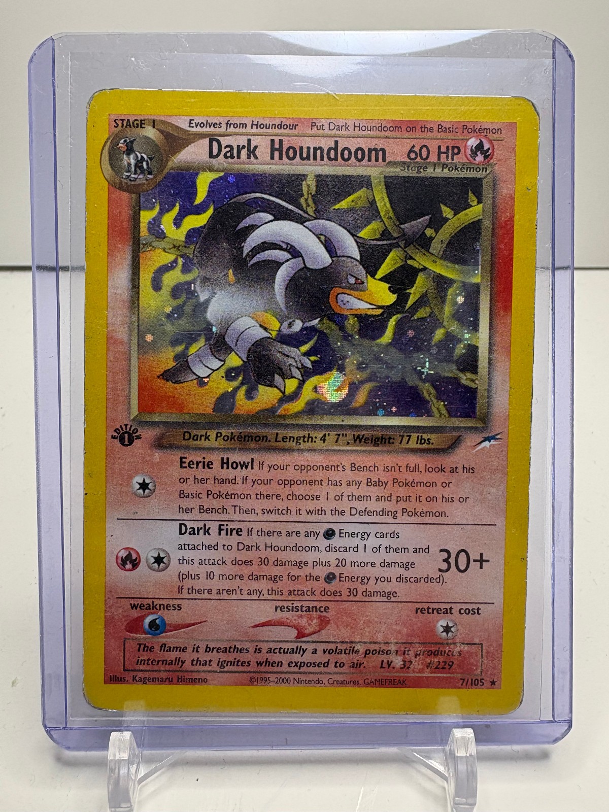 Dark Houndoom Holo Rare Pokemon Neo Destiny 1st Edition #7 2002 MP