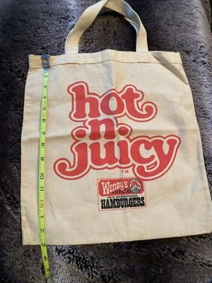 Vintage Wendy s Hot -N-Juicy Fabric Tote from late 1970 s