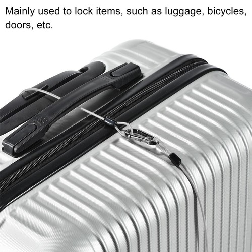 Security Steel Cable 2.5mmx2m Coated Luggage Lock Rope w Loop Transparent 2Pcs - Picture 5 of 5