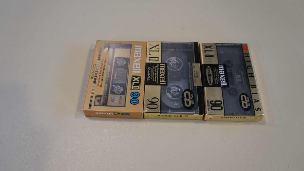 New 3 Maxell XLII 90 min Type II High Bias Audio Cassettes 