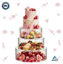 Acrylic Cake Stand Set of 3 LED Lights 8 10 12 Inch Clear Fillable Riser Round