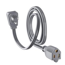 Appliance Power Extension Cord 10 Ft Gray, 3 Prong Heavy Duty Flat Wire 10FT