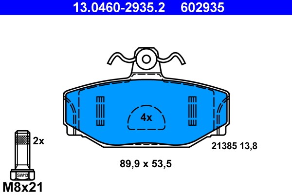 13.0460-2935.2 ATE Brake Pad Set, Disc Brake for Volvo