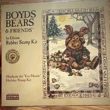 Boyds Bears Friends Rubber Stamp Kit Manheim the "Eco-Moose" Holiday Kit