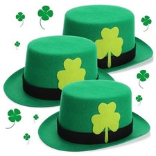 3 Pcs St Patrick's Day Hat, Leprechaun Irish Hats, Green Felt Style 3