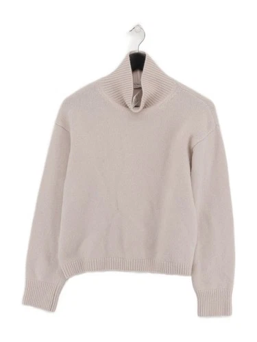 Max Mara Women's Jumper M Cream 100% Other High Neck Pullover