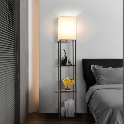 Floor Lamp with Shelves, Modern Shelf Lamp for Display Storage, 3 Color Temperat