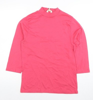 Cotton Traders Damen rot koralle Stehkragen 3/4 Ärmel Baumwolle T-Shirt Gr. 14