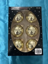 Christmas Shoppe 2.625" Glass Ball Ornaments Winter Gold Shiny  6 Pack 2011