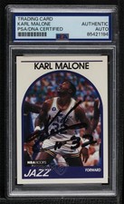 PSA/DNA 1989-90 NBA Hoops Karl Malone #30 Certified Authentic Auto HOF 14kb