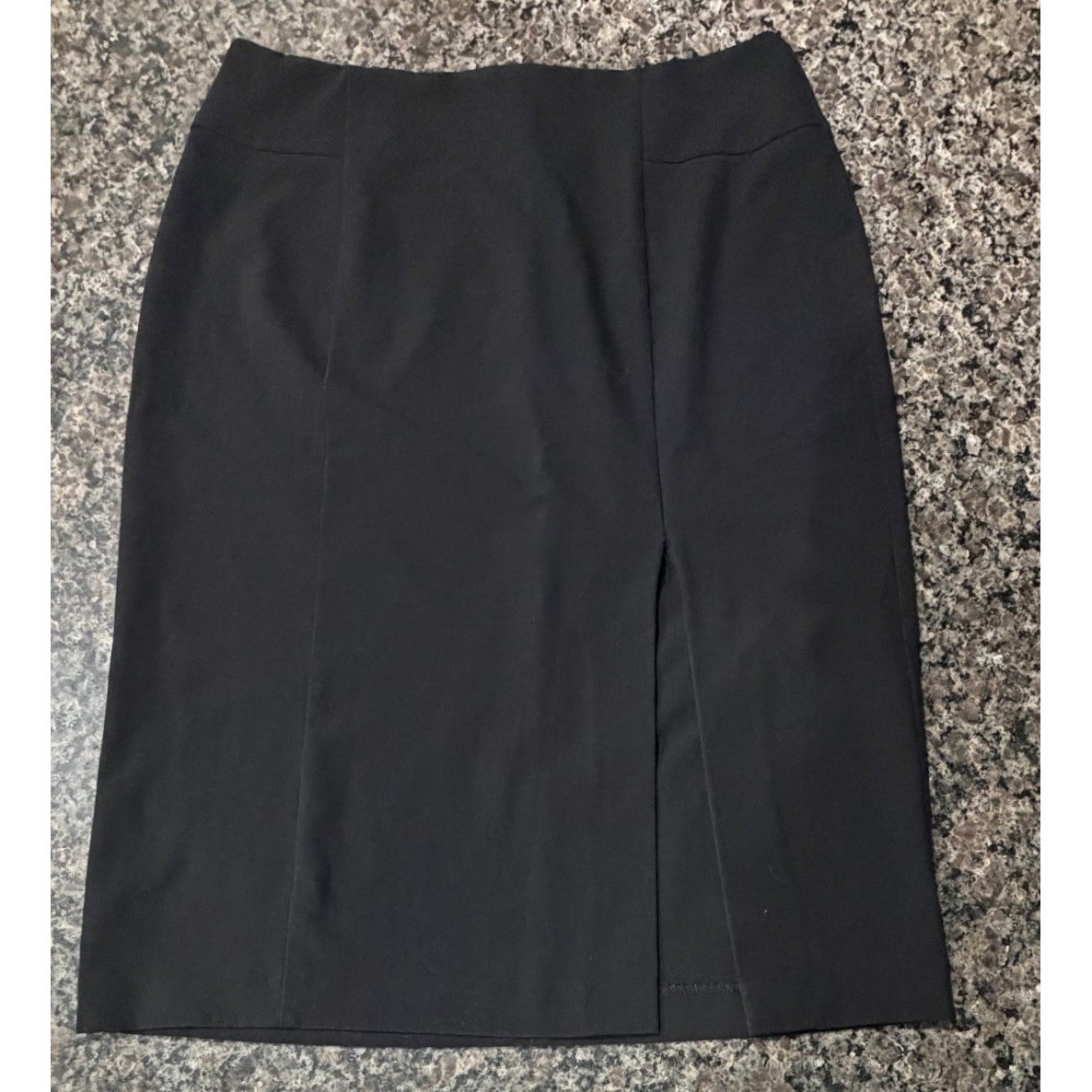 New York & Company 7th Avenue Black Pencil Skirt Front Slit Professional Size 10