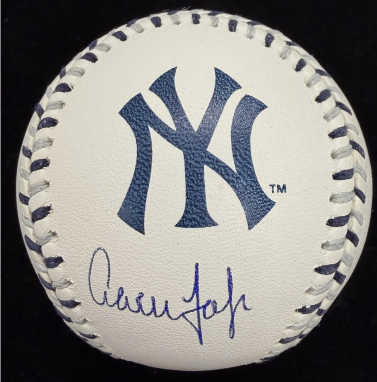 Aaron Judge Signed Yankees Team Stitch Logo Baseball MLB Holo Fanatics