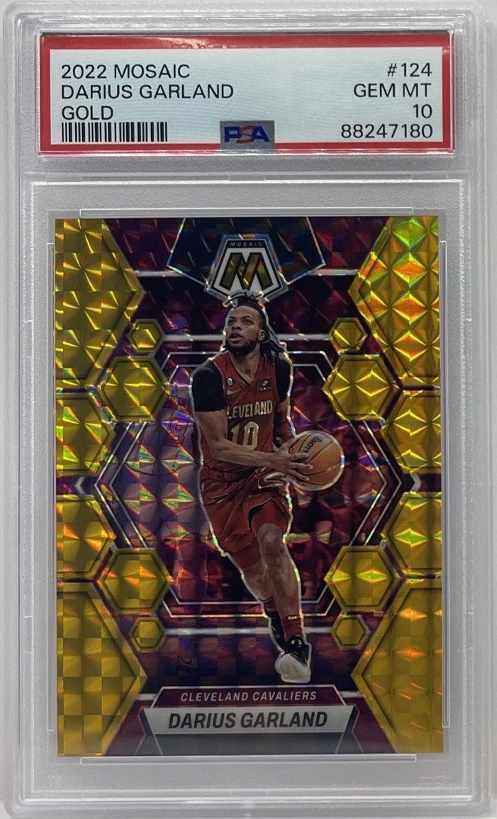 2022-23 Panini Mosaic Darius Garland True Gold Prizm #/10 PSA 10 GEM CAVS SP SSP