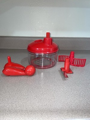Tupperware Quick Chef Food Processor. Four Cup. Red. Used.