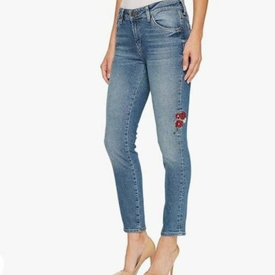 Mavi Jeans Adriana Mid-Rise Super Skinny with Flower Embroidery Size 27 NWT