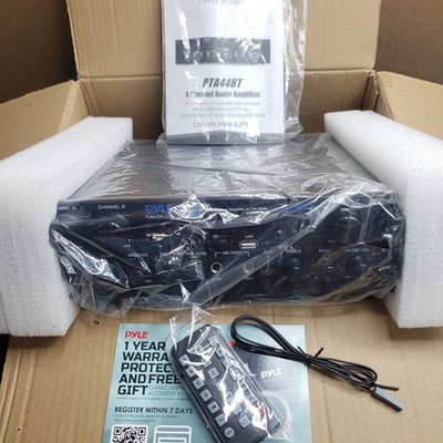 Pyle PTA44BT 4-Ch. Bluetooth Amplifier Stereo Receiver System, with FM Radio