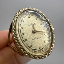1970s Vintage Chaika Ring Watch Gold Plated 17 Jewels Mechanical USSR Size 7