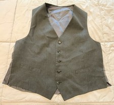 Mens grey pinstripe Five Button Suit Vest 2 Front Pockets Classic Waistcoat