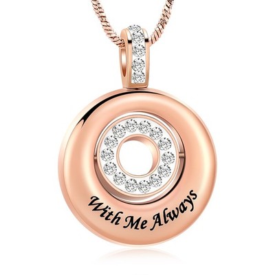 Circle of Life Eternity Memorial Urn Necklace for Ashes Crystal Cremation Chain