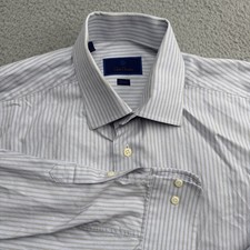 David Donahue Dress Shirt Mens 16.5 32/33 Trim White Long Sleeve Button Up