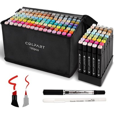 120+2Farben Alkohol Marker Brush Tip Set Filzstifte Permanenter für Manga, De...