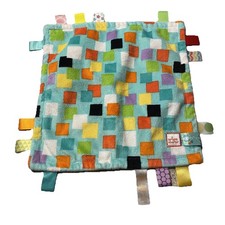 Taggies Aqua Lovey Squares Security Baby Blanket Teether Tags Bright Starts