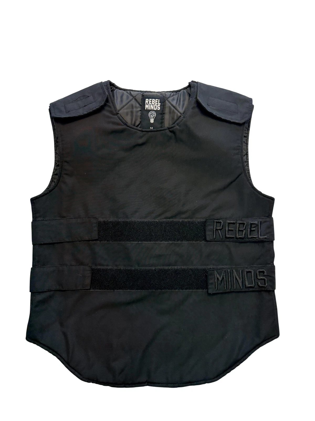 Rebel Minds Vest Mens Medium Black Quilted Tactical Hook & Loop Biker Bodywarmer