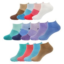 Women's Nylon Aloe Infused Warm Comfy Fuzzy Home Ankle Socks, 3 Pairs Pack