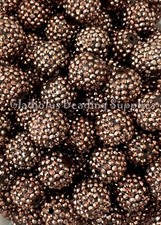 10 Pcs 20mm Dark Brown, Rhinestone Acrylic Beads, Bubblegum Beads, Loose Beads