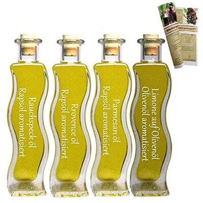 Geschenkset | 4 x 100ml Öl | Rauchspeck Öl - Provence Öl - Pasta Öl - Limonenöl