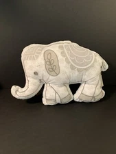 Levtex Baby Gray Textured Elephant Pillow Plush Stuffed Toy / décor 14" Long
