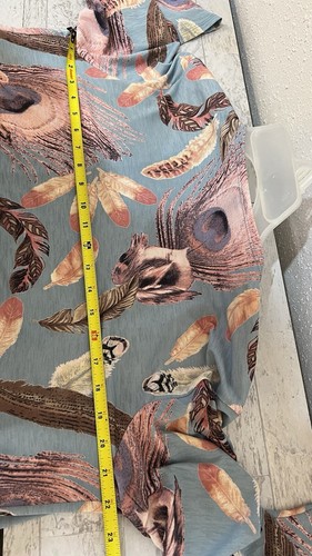 Women's Boho Feather Print Sky Blue Traveler Cardigan Medium 3/4 Bell Sleeves - Picture 11 of 12