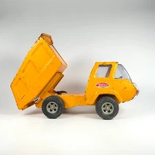 1970s Tonka USA 8.75" Orange Tipper Dump Truck #53040 Vintage -Pressed Steel
