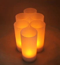 6 Rechargeable Tealight FLICKER Flameless LED Candle wedding event with CHARGER