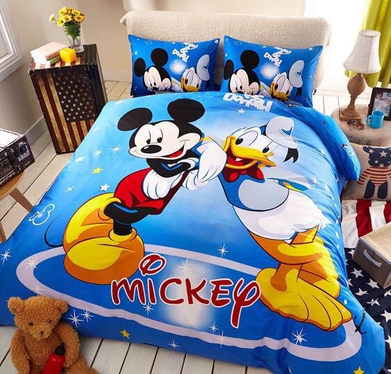 Mickey Donald Full/Queen Duvet Cover w Pillowcases,bedskirt-Washed but Not  Used