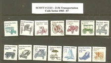 US Scott # 2123 -2136 1985-87 Transportation Coils MNH