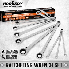 9-Piece Ratcheting Double Box Metric Wrench Gearbox 72 Tooth Extra Long