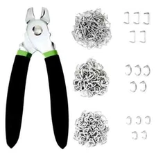 Straight Hog Ring Pliers 240Pcs 3/4 1/2 3/8 inch Rings Kit Upholstery Seat Cover