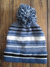 Capelli New York Kids Beanie Hat M/L 5-7 Years Youth Fleece Lining Blue Stripe
