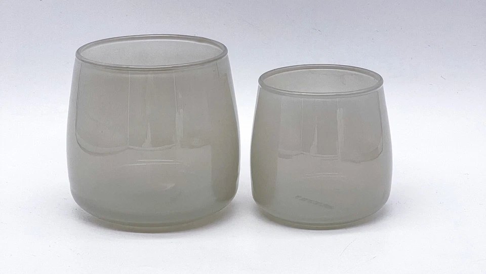 2x Deko Windlichter Kerzenhalter aus Glas, Grau (2-tlg.) - Bild 2 von 4