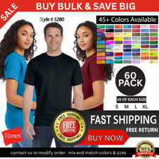 60 PACK OF Hanes Essential 100 Cotton Adult 5.2 oz. Cotton T-Shirt - 5280