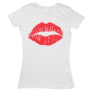 Red Lips Womens T-Shirt Sexy Valentines Day Tshirt Fashionista