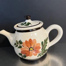 Babbacombe Pottery Teapot Torquay Devon England Vintage Hand Painted Floral VTG