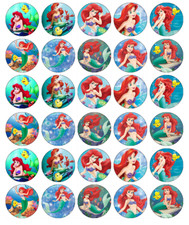 Sirenita Ariel x 30 Cupcake Toppers Comestible Papel Oblea Hadas Pastel Toppers