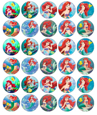 Kleine Meerjungfrau Arielle x 30 Cupcake Topper Essbar Oblate Papier Fee Tortenaufleger
