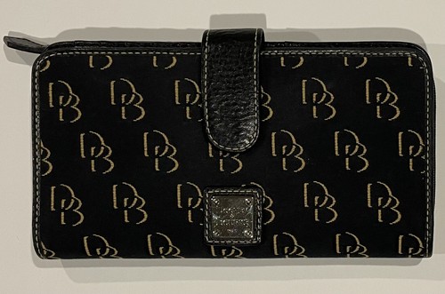 Dooney & Bourke Black W/ Gold Shadow DB Signature Logo Small Shopper + Wallet - Picture 6 of 9
