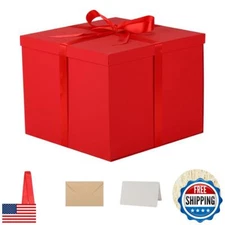 OBMMIRAO Gift Box with Lid 7x7x7 Inches, Red Gift Boxes for presents Packagin